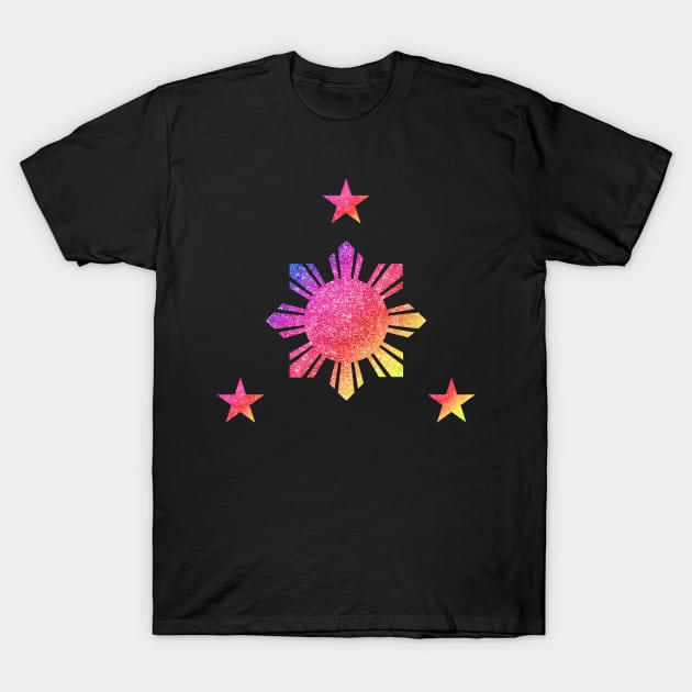 Philippines 3 Star and Sun Rainbow Filipino Flag T-Shirt by Filipino